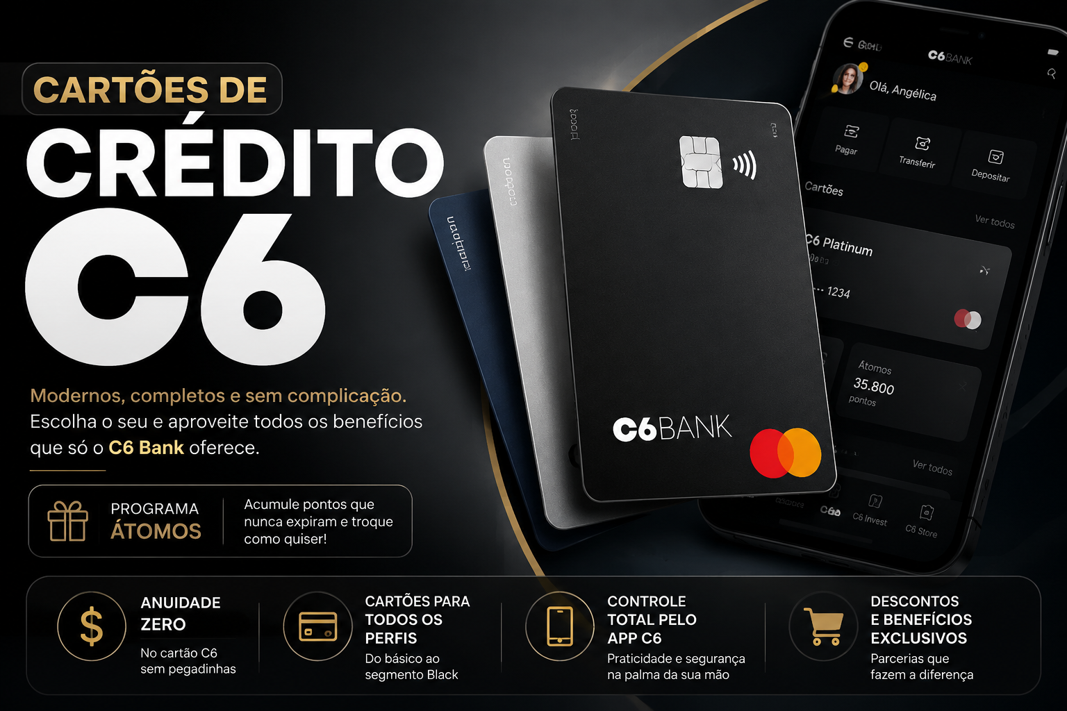 Cartões de Crédito C6 Bank: Guia Completo de Limites, Programa Átomos e Isenção no C6 Carbon em 2026